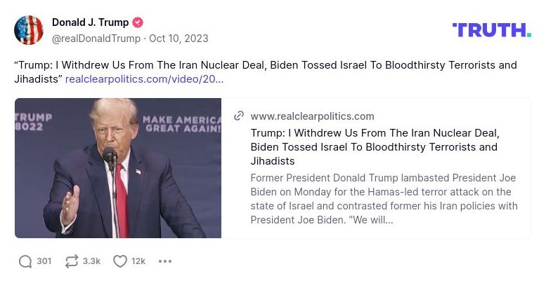 Post preview from Donald Trump