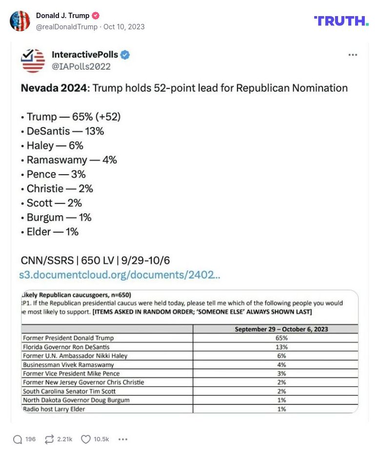 Post image from Donald Trump