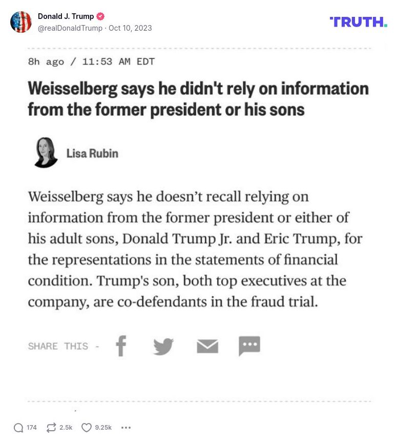 Post image from Donald Trump