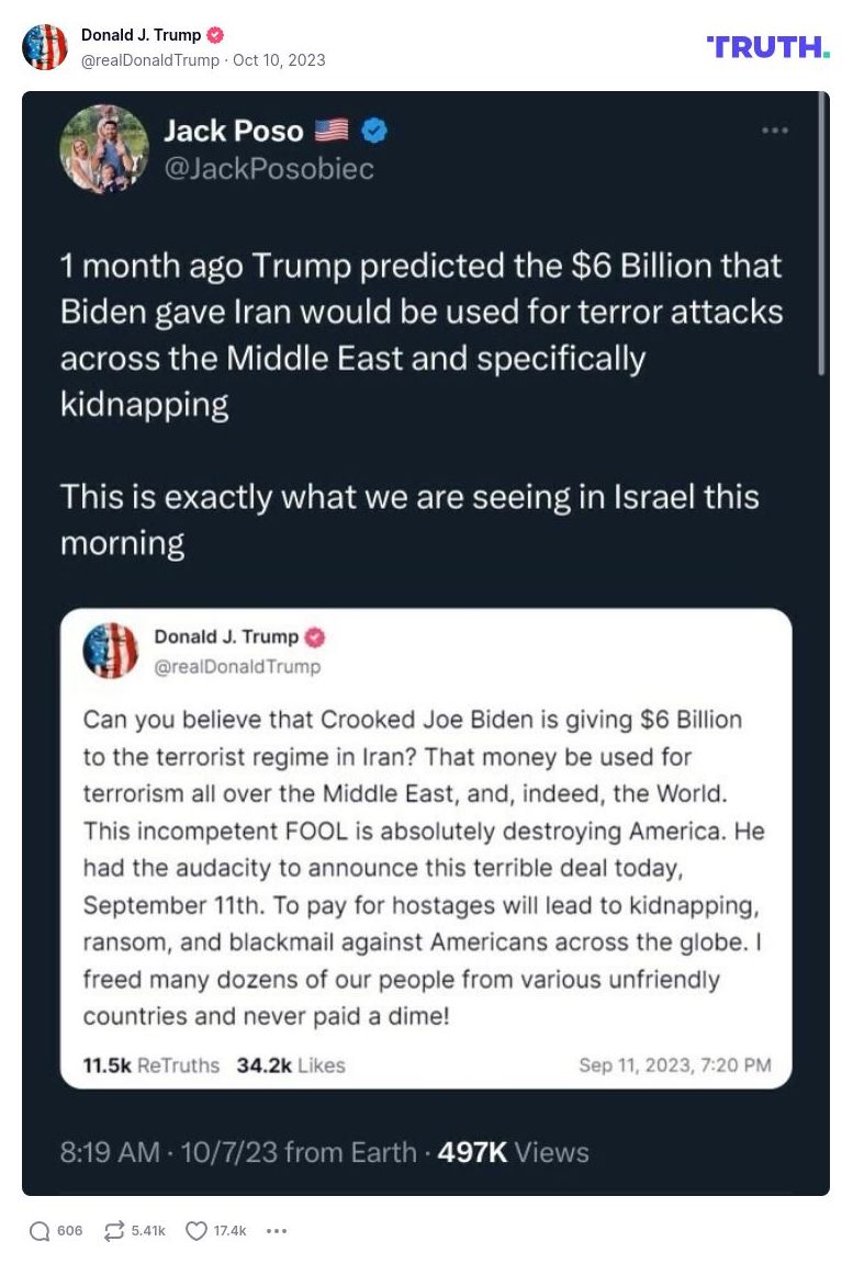 Post image from Donald Trump