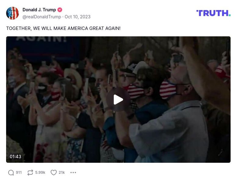 Post image from Donald Trump