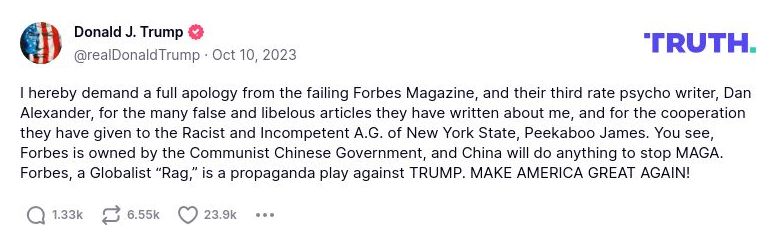 Post preview from Donald Trump