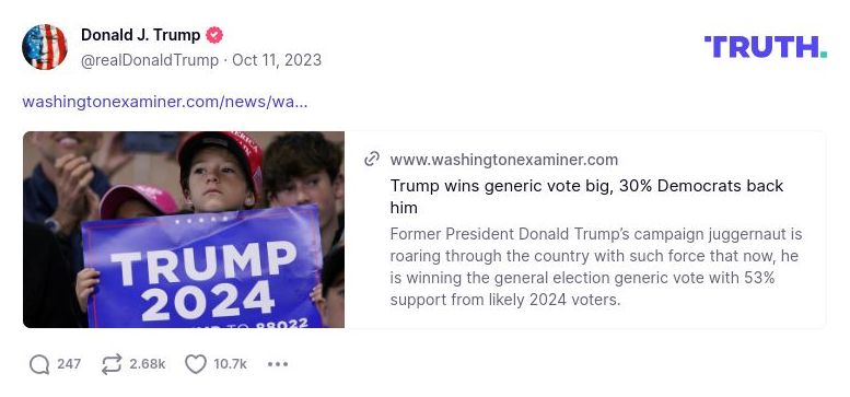 Post image from Donald Trump