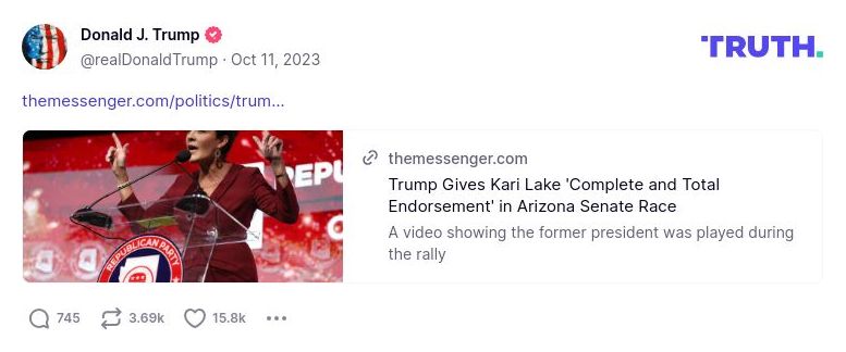 Post image from Donald Trump