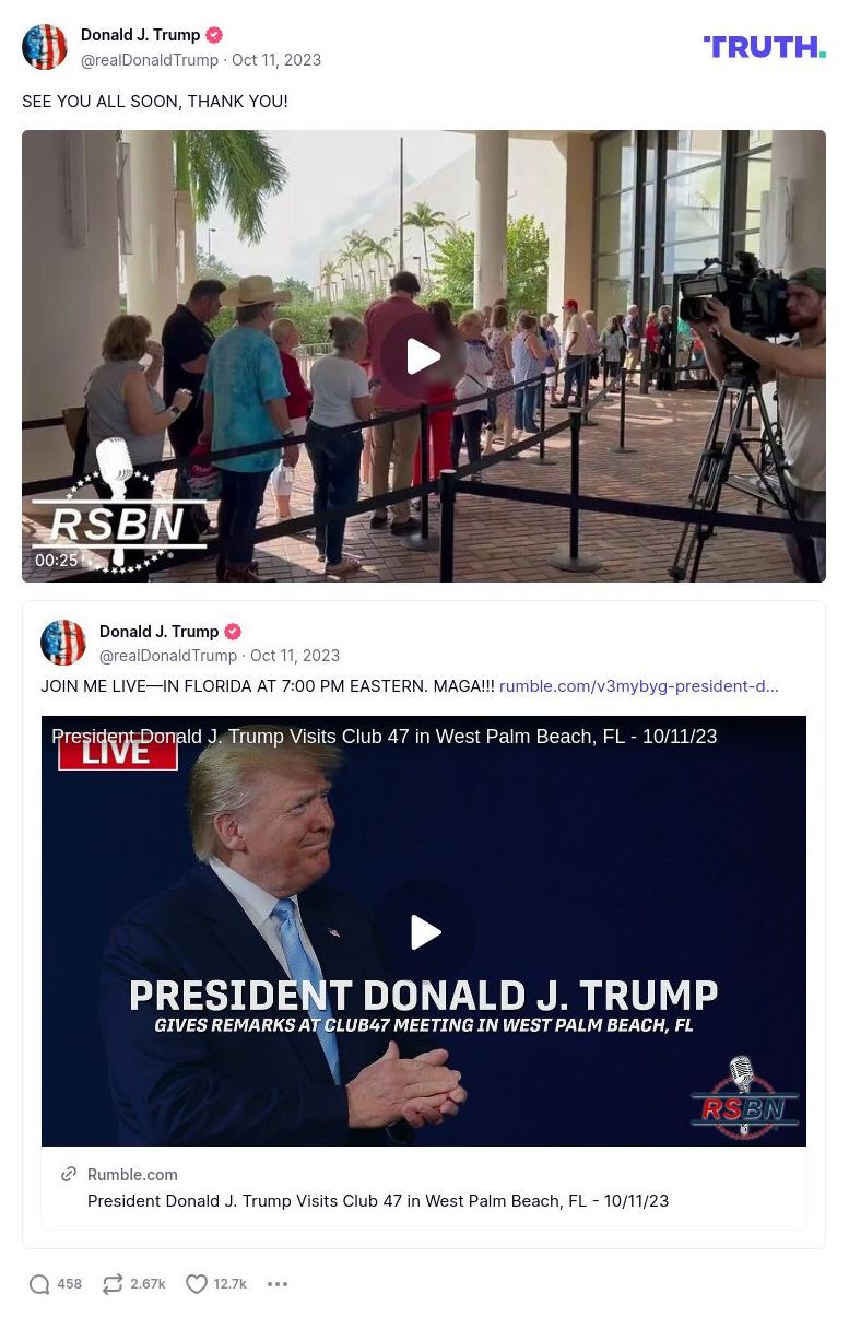 Post image from Donald Trump