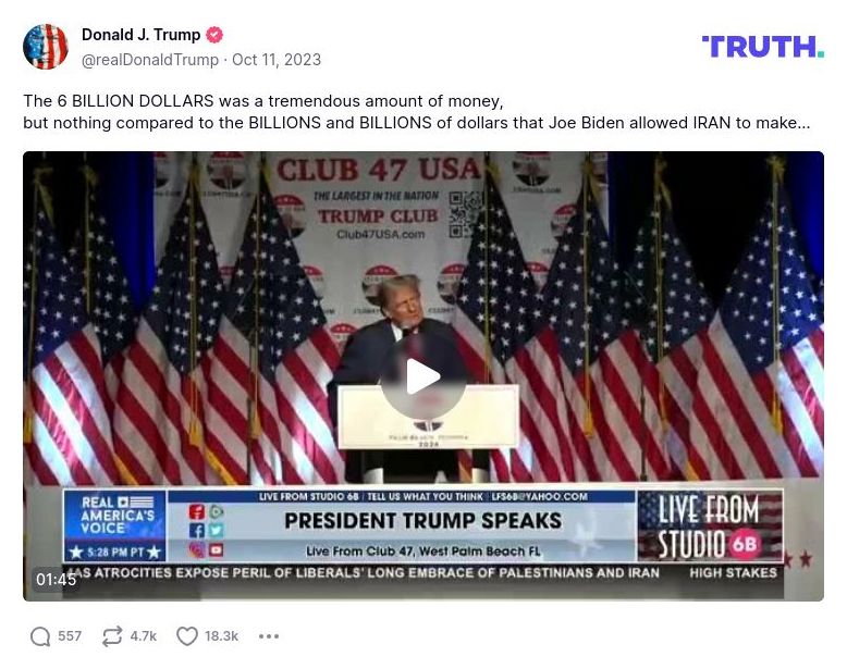 Post preview from Donald Trump