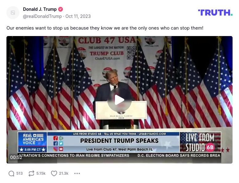 Post image from Donald Trump