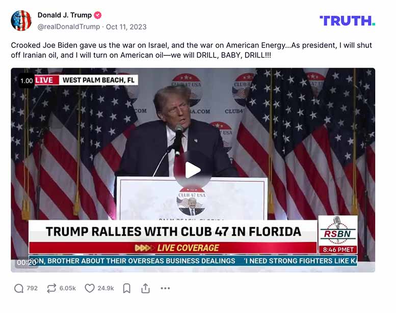 Post preview from Donald Trump