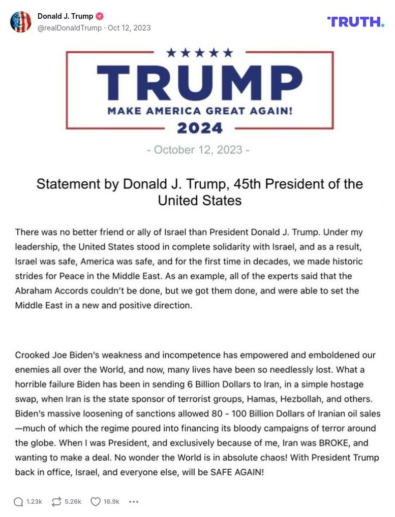 Post image from Donald Trump