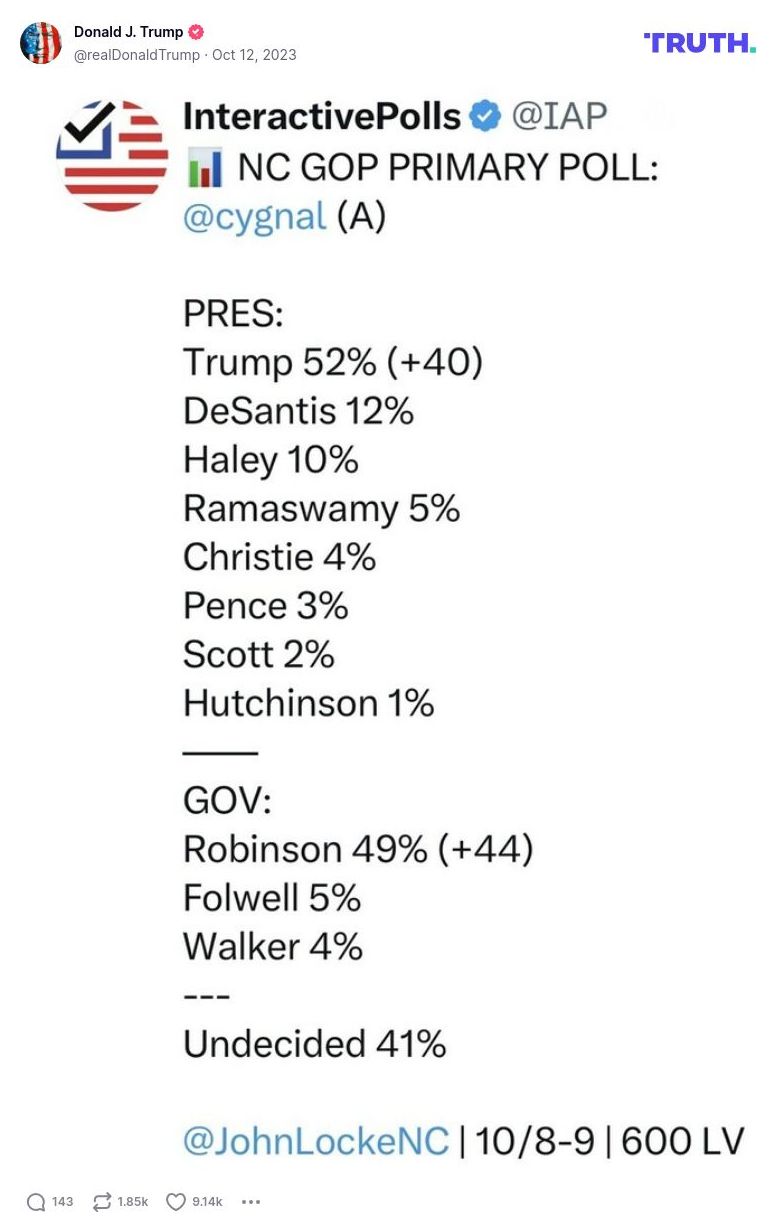 Post image from Donald Trump