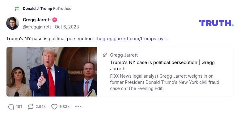 Post image from Donald Trump