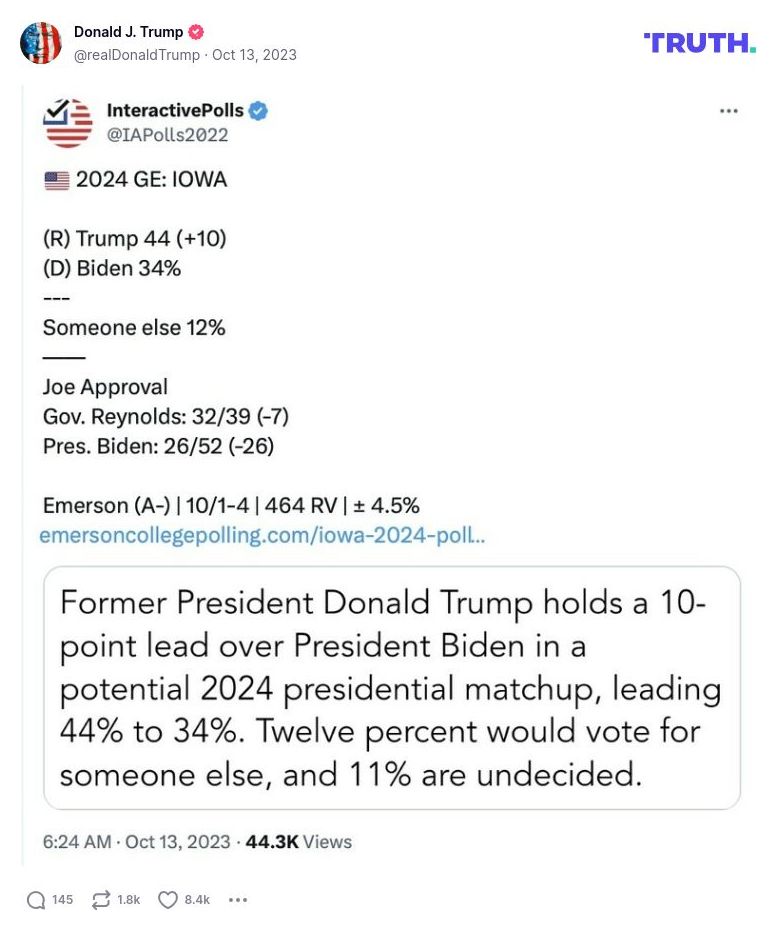 Post image from Donald Trump