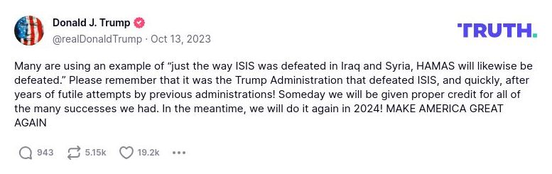 Post image from Donald Trump