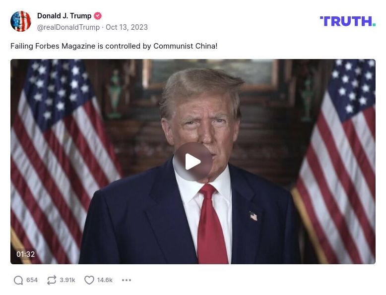 Post preview from Donald Trump