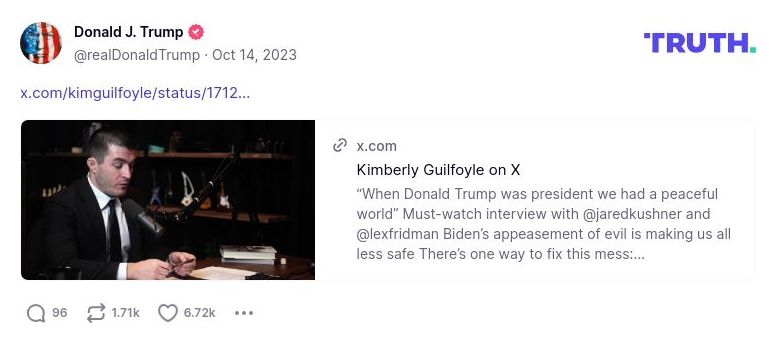 Post image from Donald Trump