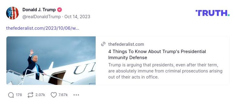 Post image from Donald Trump