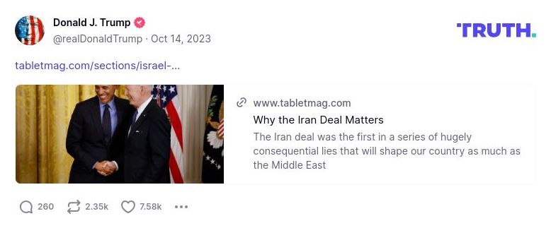 Post preview from Donald Trump