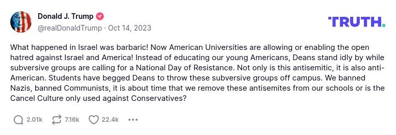 Post preview from Donald Trump