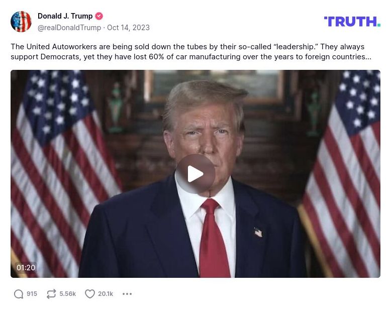 Post image from Donald Trump