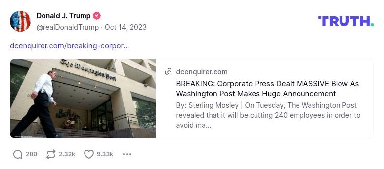 Post image from Donald Trump