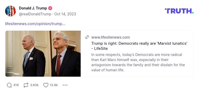 Post image from Donald Trump