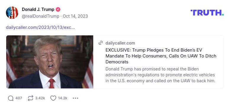 Post image from Donald Trump