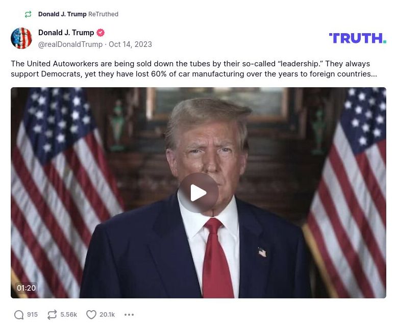 Post image from Donald Trump