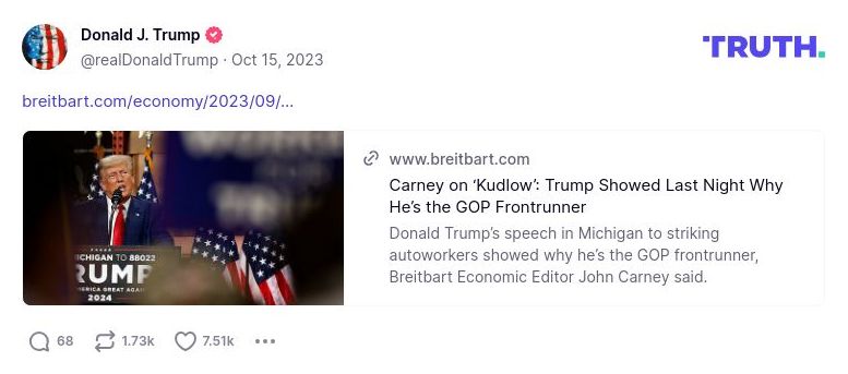 Post image from Donald Trump