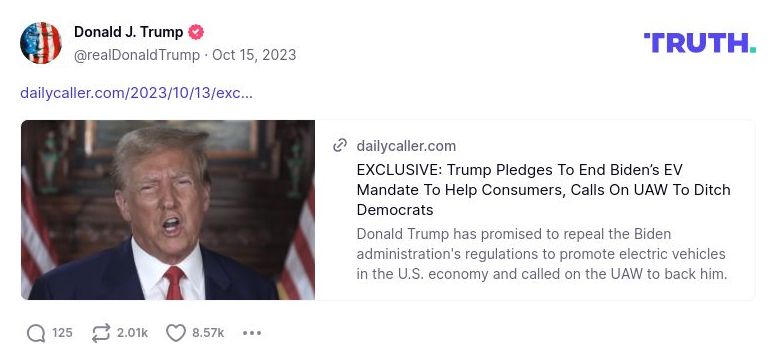 Post image from Donald Trump