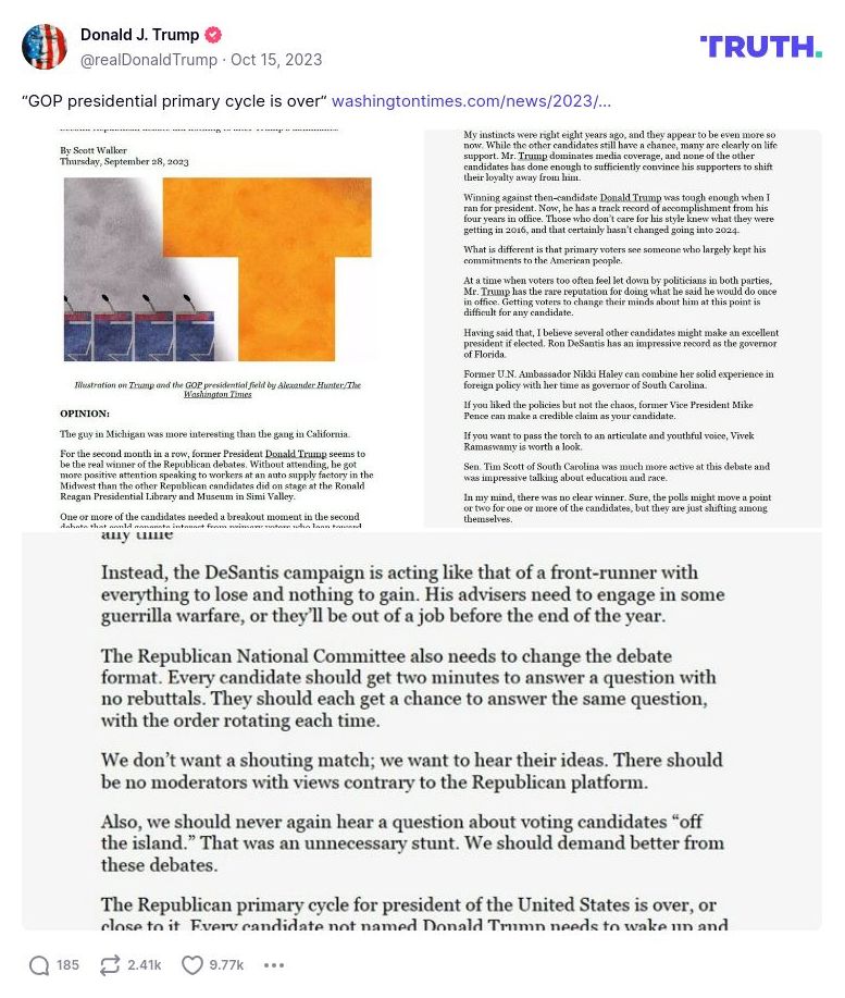 Post image from Donald Trump