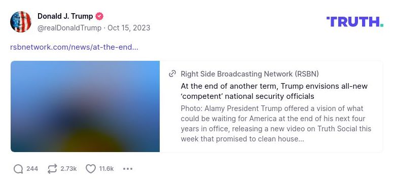 Post image from Donald Trump