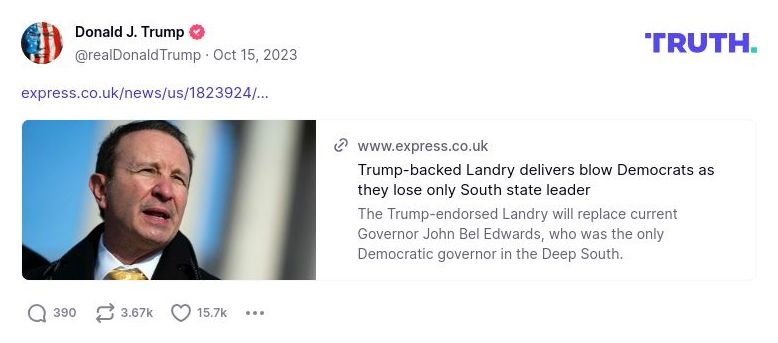 Post image from Donald Trump