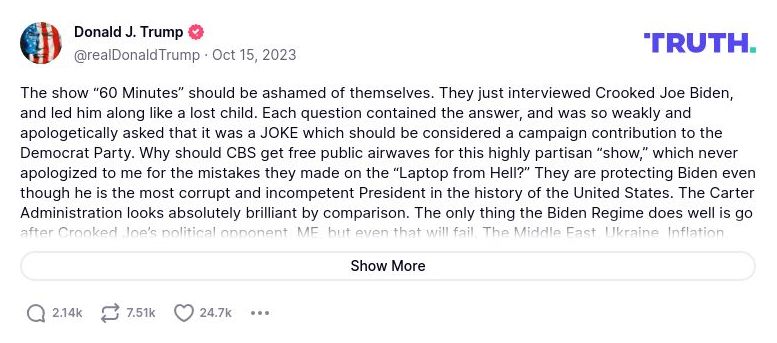 Post preview from Donald Trump