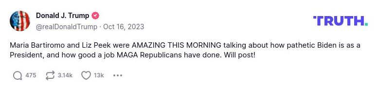 Post image from Donald Trump