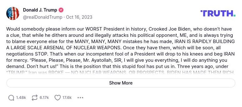 Post preview from Donald Trump