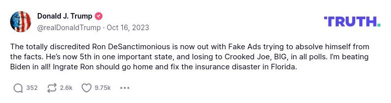 Post image from Donald Trump