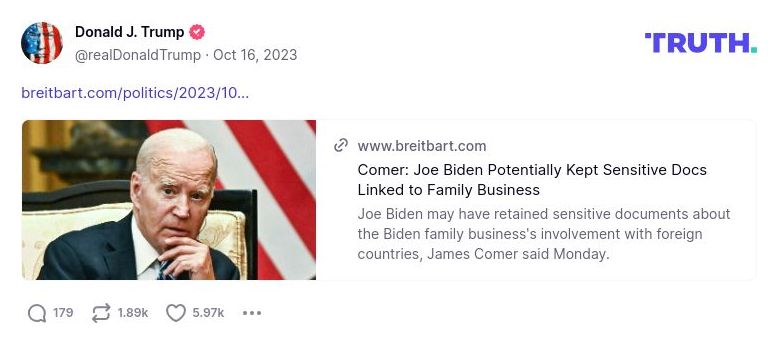 Post image from Donald Trump