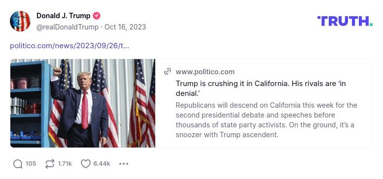 Post image from Donald Trump