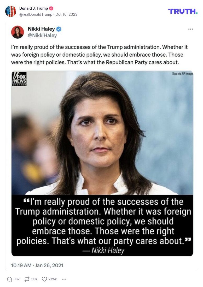 Post image from Donald Trump