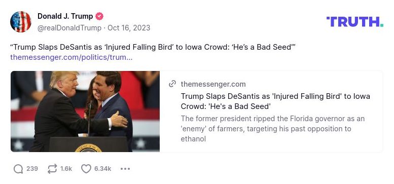 Post image from Donald Trump