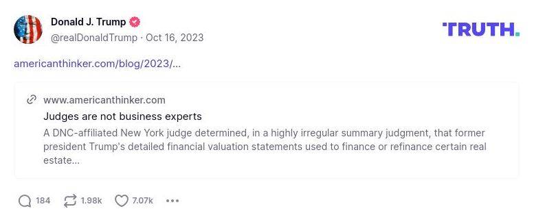 Post image from Donald Trump