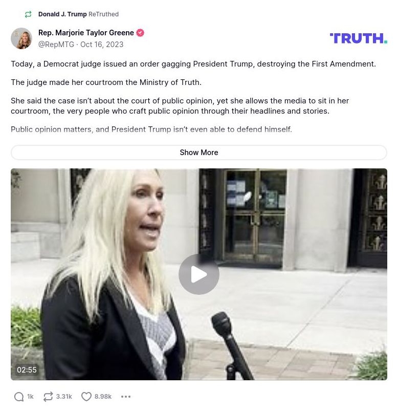 Post image from Donald Trump