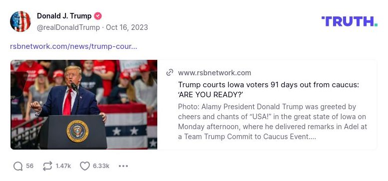 Post image from Donald Trump