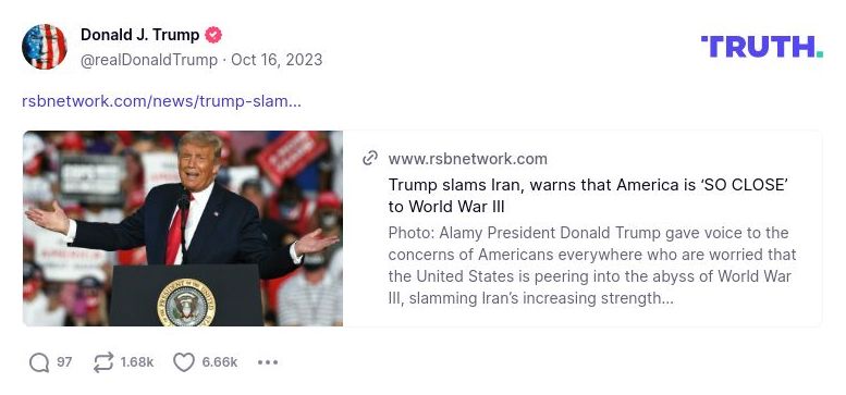 Post preview from Donald Trump