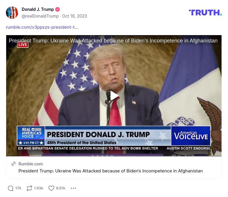 Post preview from Donald Trump