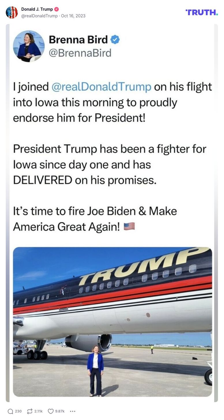 Post image from Donald Trump