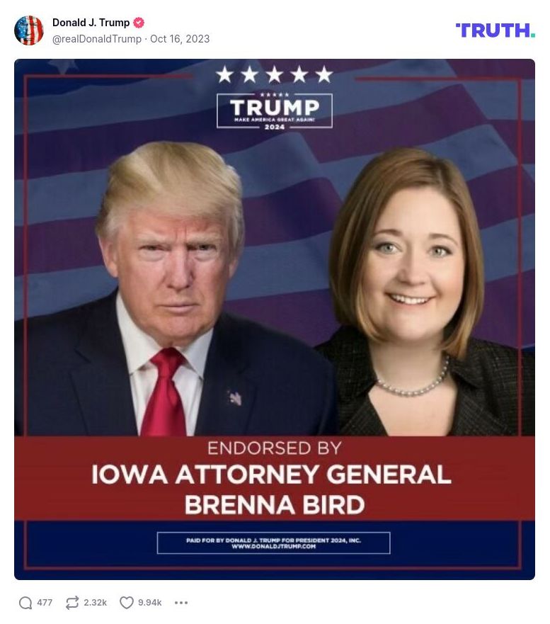 Post image from Donald Trump