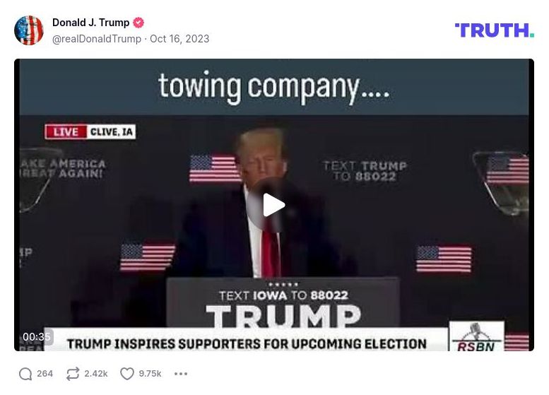 Post image from Donald Trump