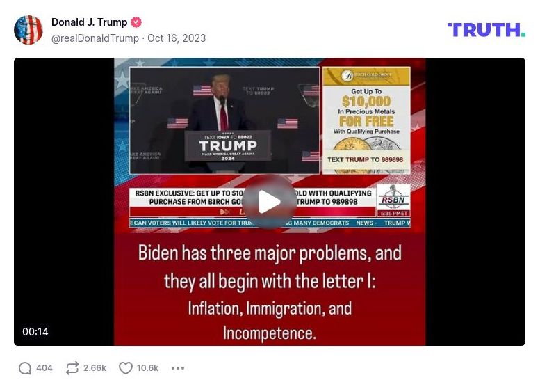 Post image from Donald Trump