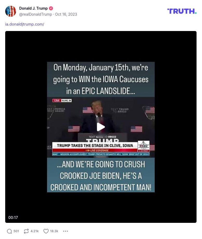 Post image from Donald Trump